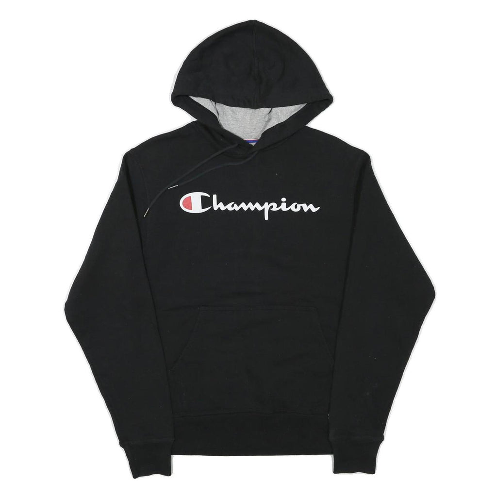 CHAMPION Mens Black Pullover Hoodie S Cotton Blend Long Sleeve Casual