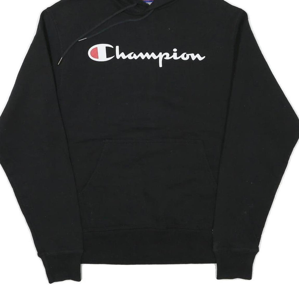 CHAMPION Mens Black Pullover Hoodie S Cotton Blend Long Sleeve Casual