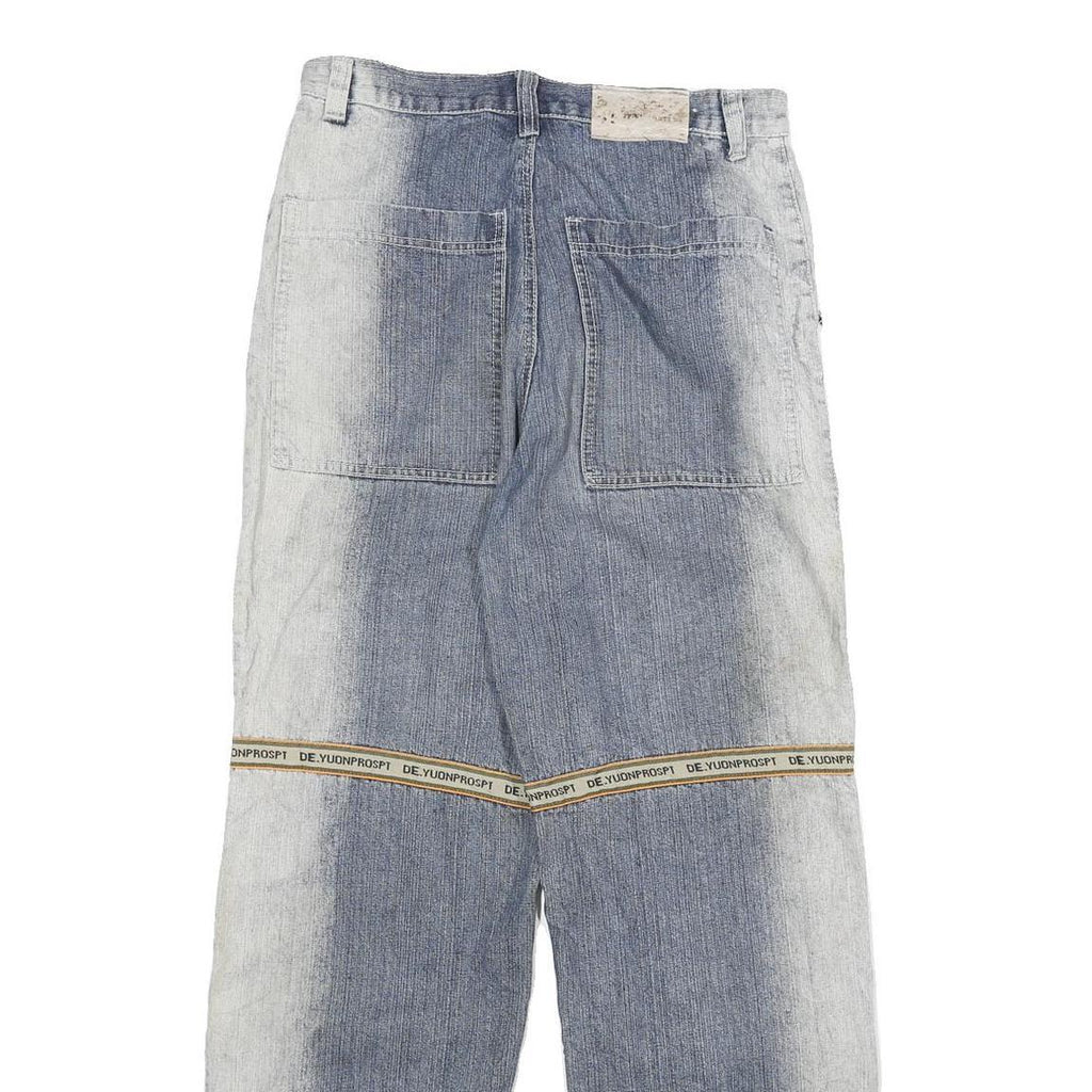 Womens Regular Fit Two Tone Blue Denim Jeans W28 L28 Cargo Style Cotton Blend