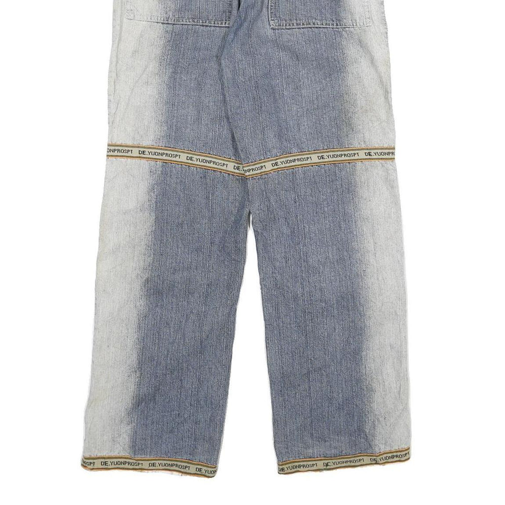 Womens Regular Fit Two Tone Blue Denim Jeans W28 L28 Cargo Style Cotton Blend