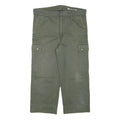 Mens Relaxed Fit Olive Green Cotton Blend Cargo Trousers W36 L23 Zip Pockets