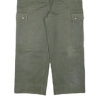 Mens Relaxed Fit Olive Green Cotton Blend Cargo Trousers W36 L23 Zip Pockets