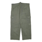 Mens Relaxed Fit Olive Green Cotton Blend Cargo Trousers W36 L23 Zip Pockets