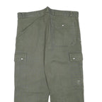 Mens Relaxed Fit Olive Green Cotton Blend Cargo Trousers W36 L23 Zip Pockets