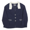LUISA SPAGNOLI Womens Navy Blue & Cream Button Jacket L Woven Classic Tailored