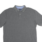 TOMMY HILFIGER Mens Grey Polo Shirt L Cotton Short Sleeve Plain Casual