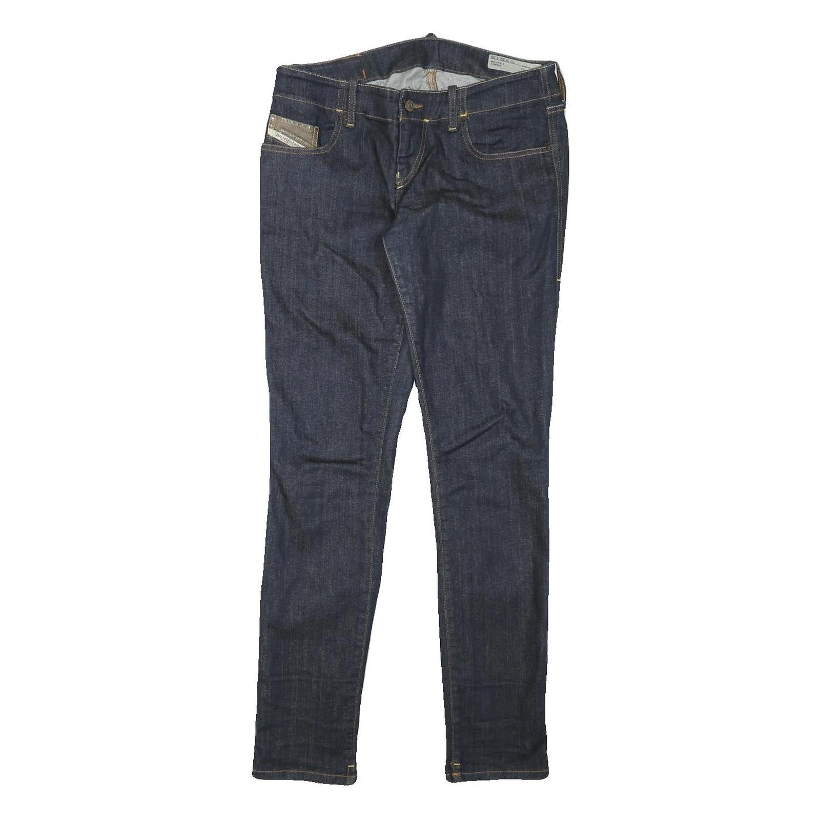 DIESEL Womens Slim Blue Denim Raw Cotton Blend Jeans W31 L31 Stylish Zip Closure