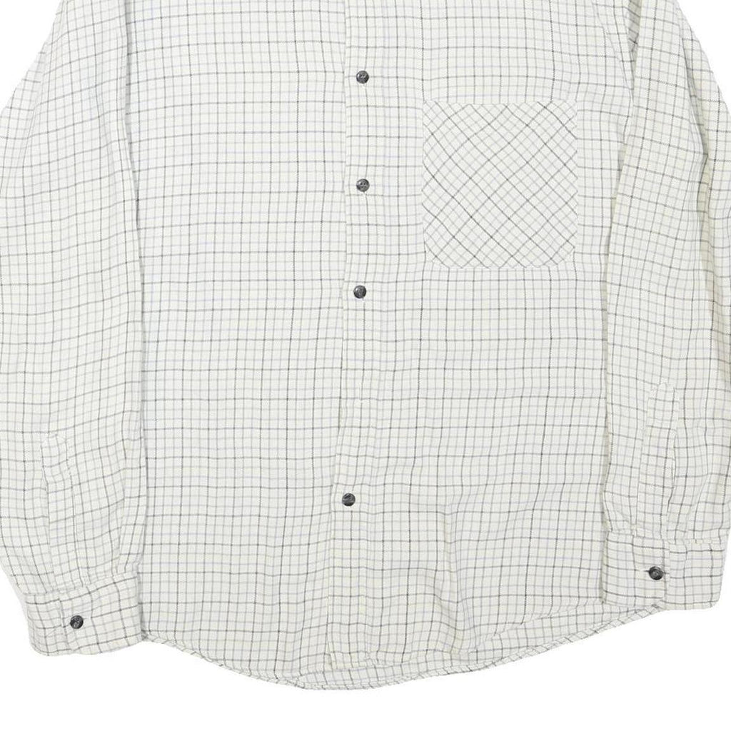 TURNPIKE Mens White & Black Checked Shirt M Cotton Blend Button-Down Collar Long