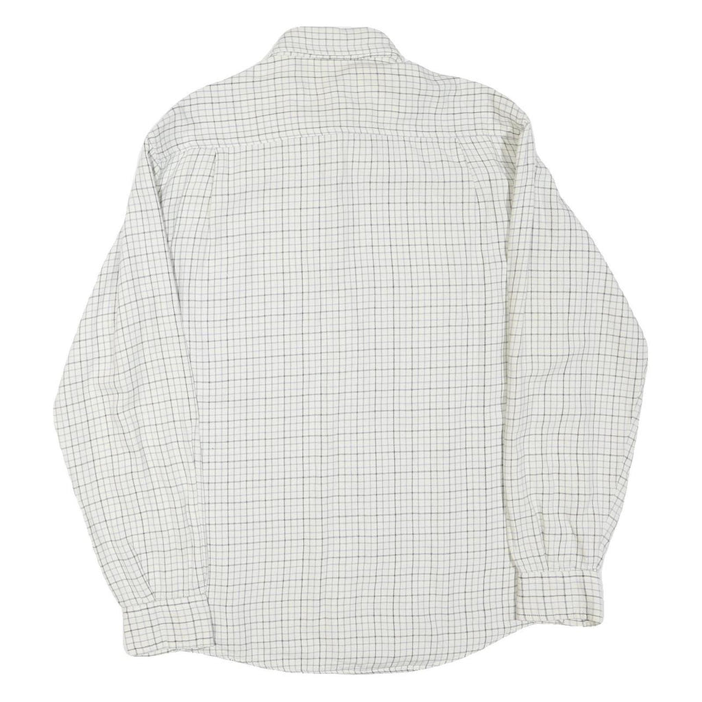 TURNPIKE Mens White & Black Checked Shirt M Cotton Blend Button-Down Collar Long