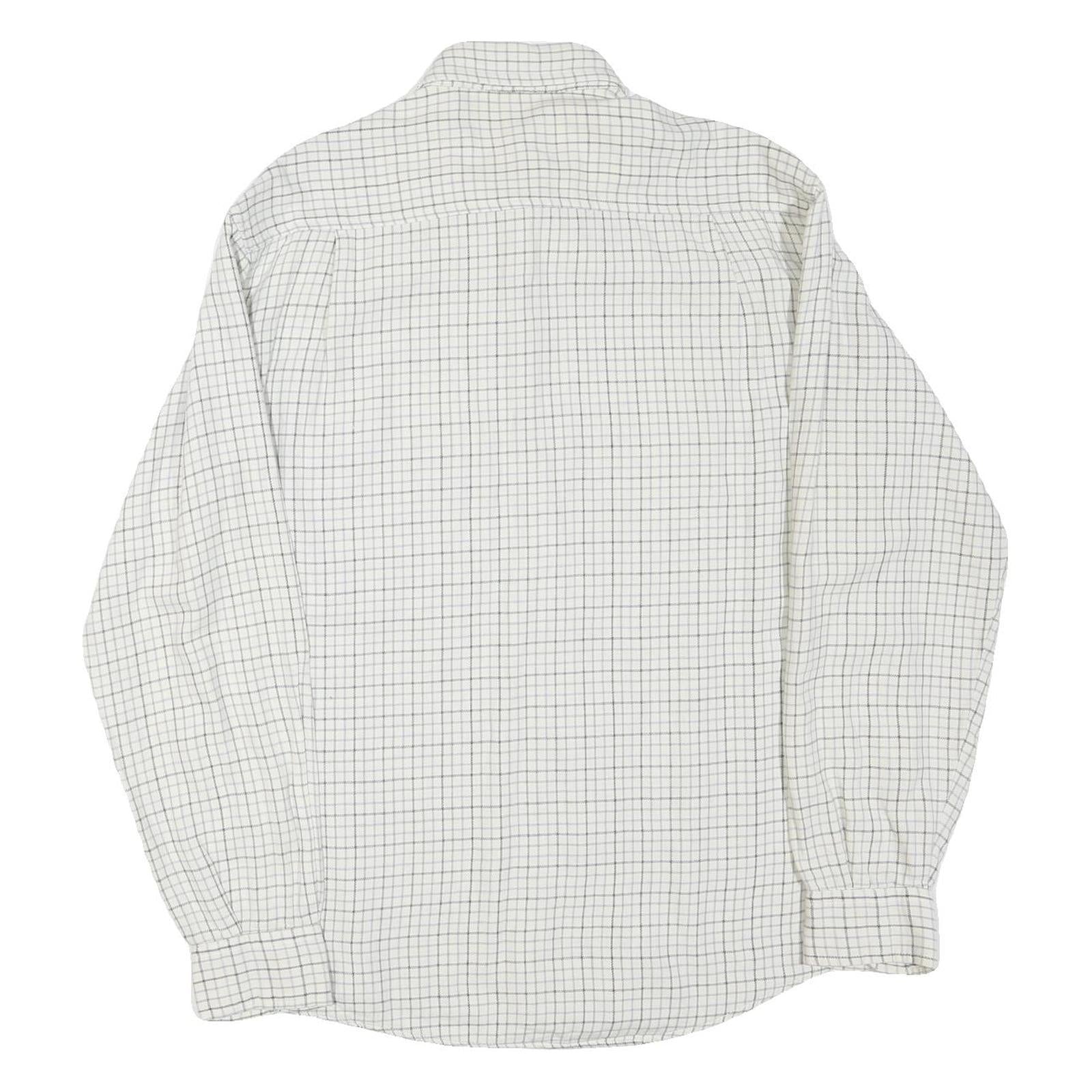 TURNPIKE Mens White & Black Checked Shirt M Cotton Blend Button-Down Collar Long