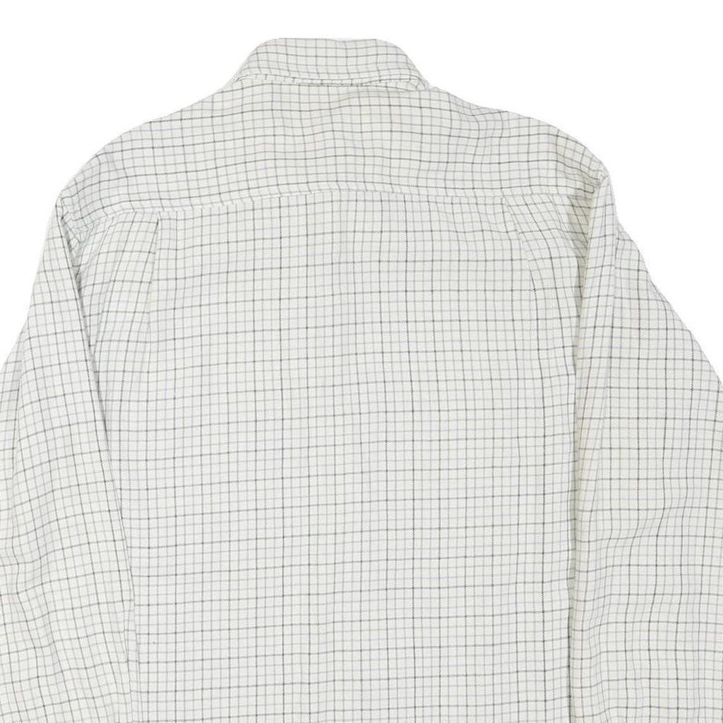 TURNPIKE Mens White & Black Checked Shirt M Cotton Blend Button-Down Collar Long