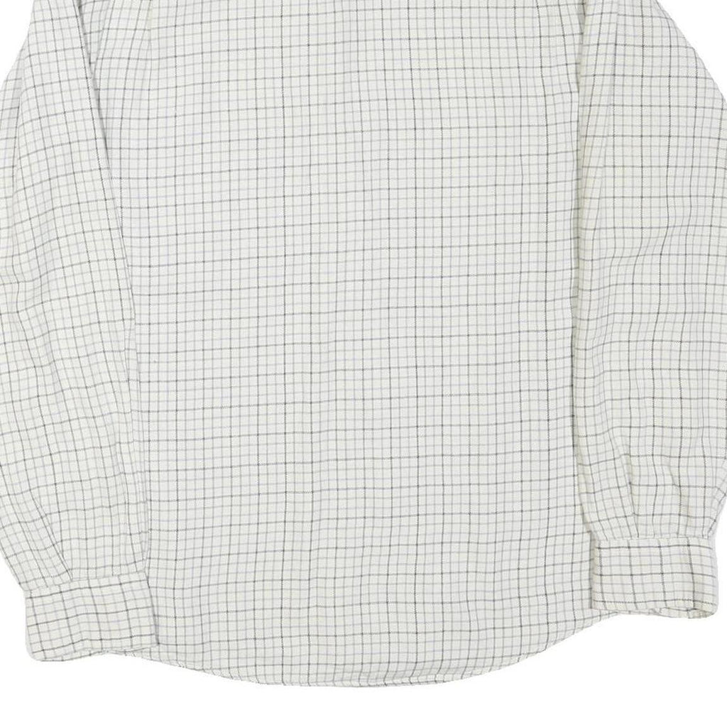 TURNPIKE Mens White & Black Checked Shirt M Cotton Blend Button-Down Collar Long