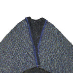 Womens Blue Colourblock Button Jacket L Polyester Blend Tweed Cropped Chic