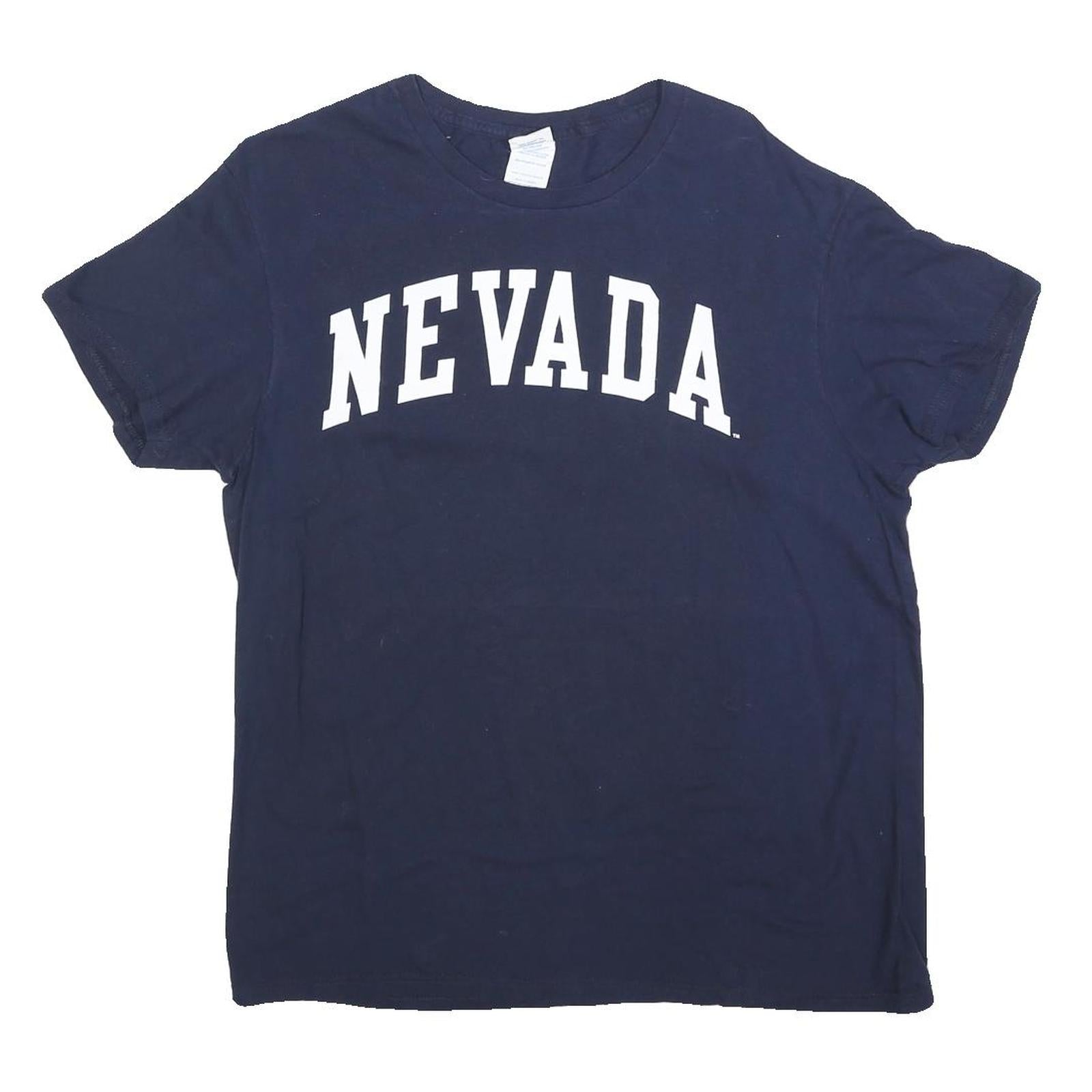 DELTA Mens Navy Blue Nevada Graphic T-Shirt L Short Sleeve Crew Neck Classic
