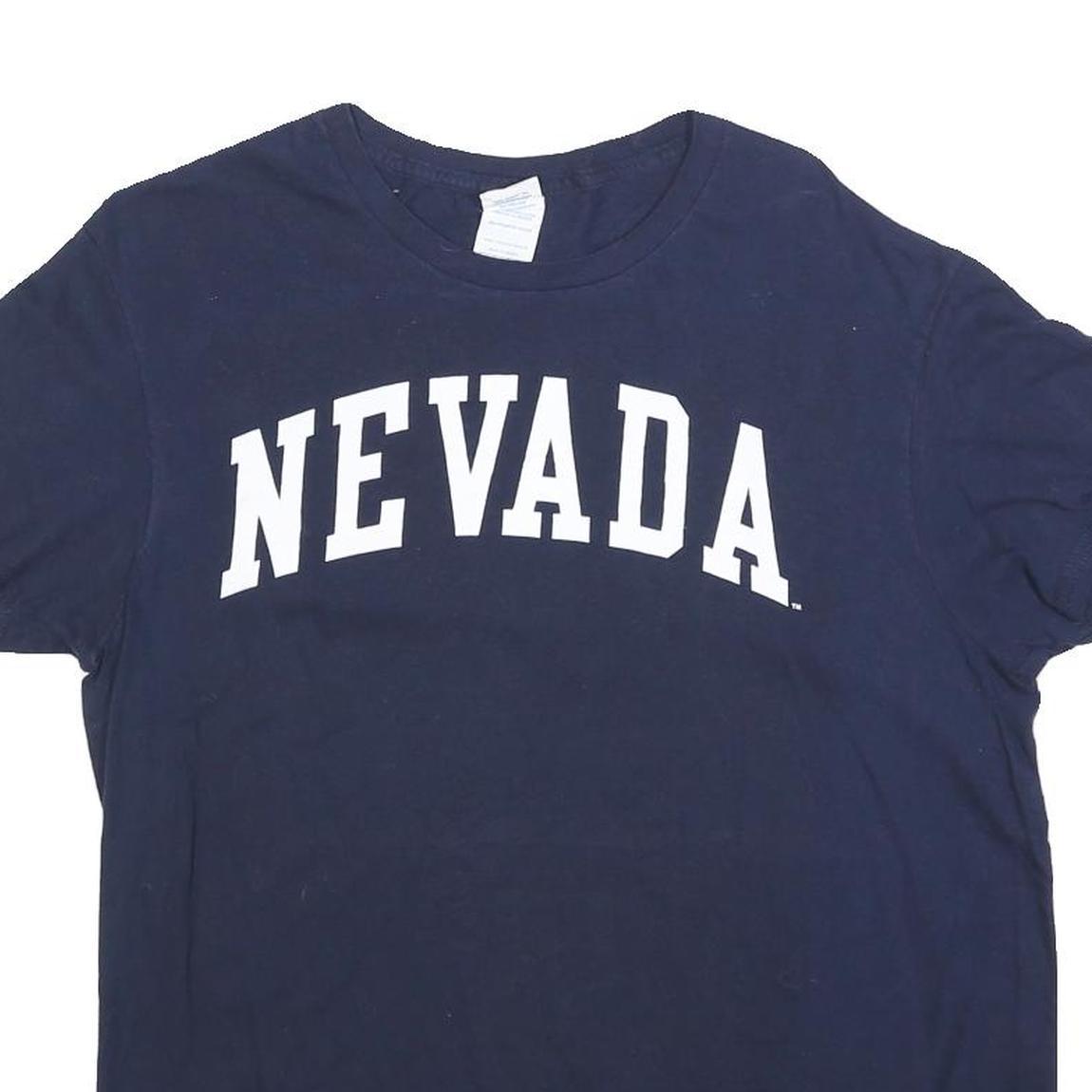 DELTA Mens Navy Blue Nevada Graphic T-Shirt L Short Sleeve Crew Neck Classic