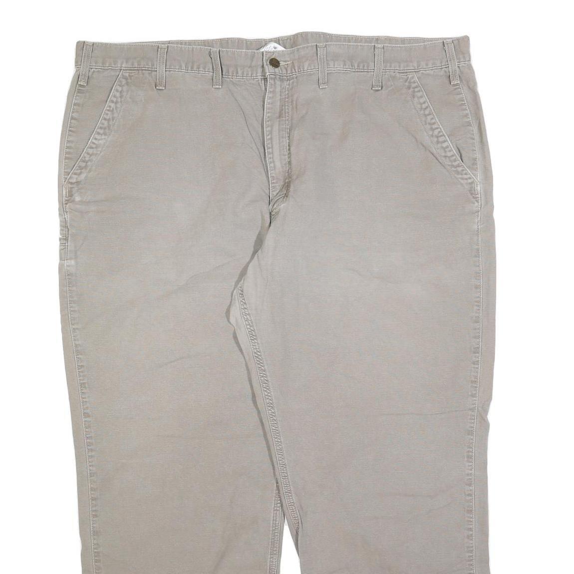 CARHARTT Mens Cotton Blend Beige Regular Straight Trousers W48 L32 Workwear