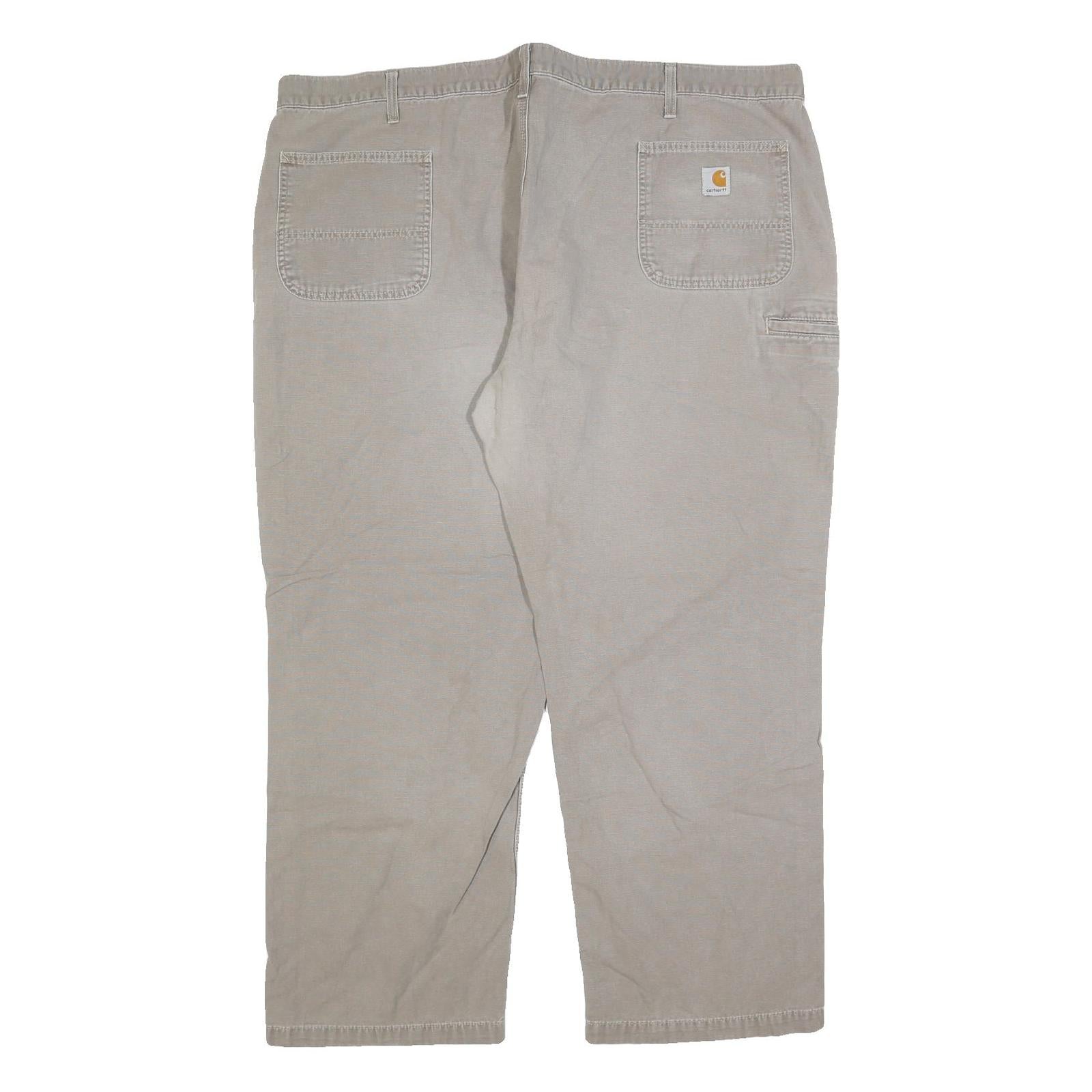 CARHARTT Mens Cotton Blend Beige Regular Straight Trousers W48 L32 Workwear