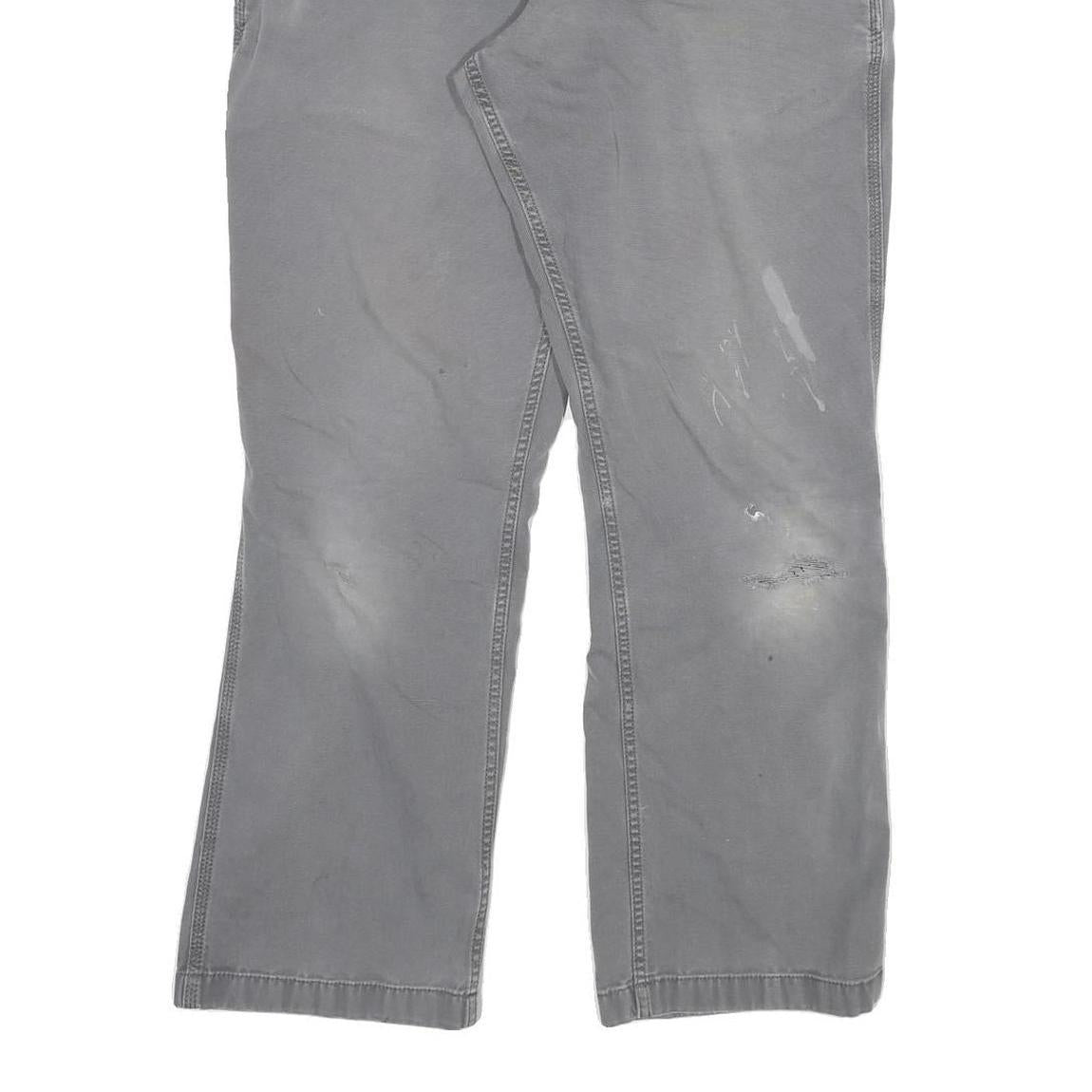 CARHARTT Mens Cotton Blend Grey Relaxed Straight Trousers W32 L28 Workwear Zip