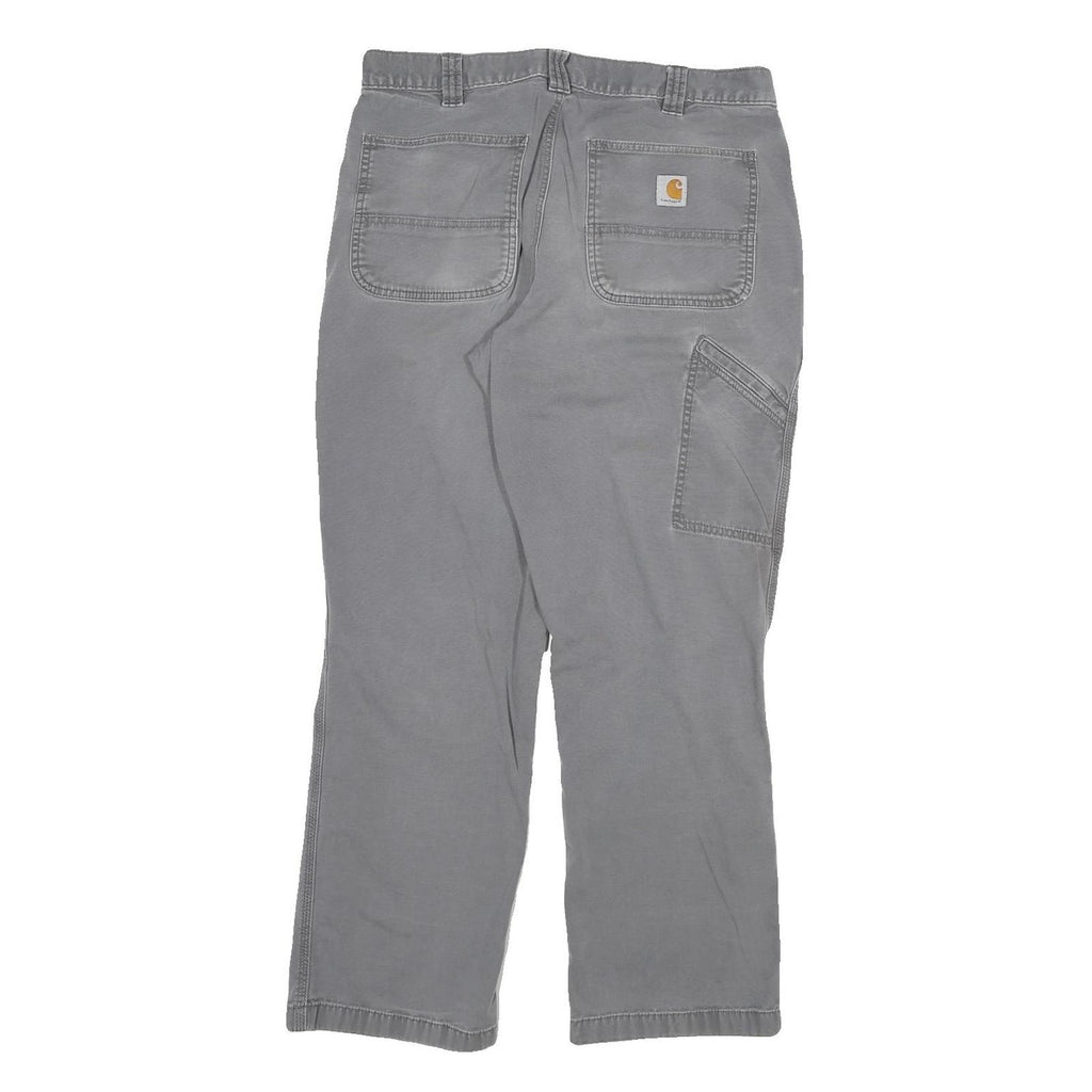 CARHARTT Mens Cotton Blend Grey Relaxed Straight Trousers W32 L28 Workwear Zip