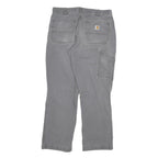 CARHARTT Mens Cotton Blend Grey Relaxed Straight Trousers W32 L28 Workwear Zip