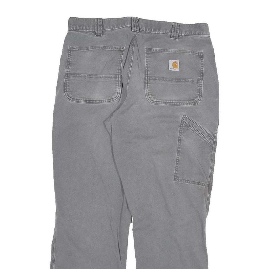 CARHARTT Mens Cotton Blend Grey Relaxed Straight Trousers W32 L28 Workwear Zip