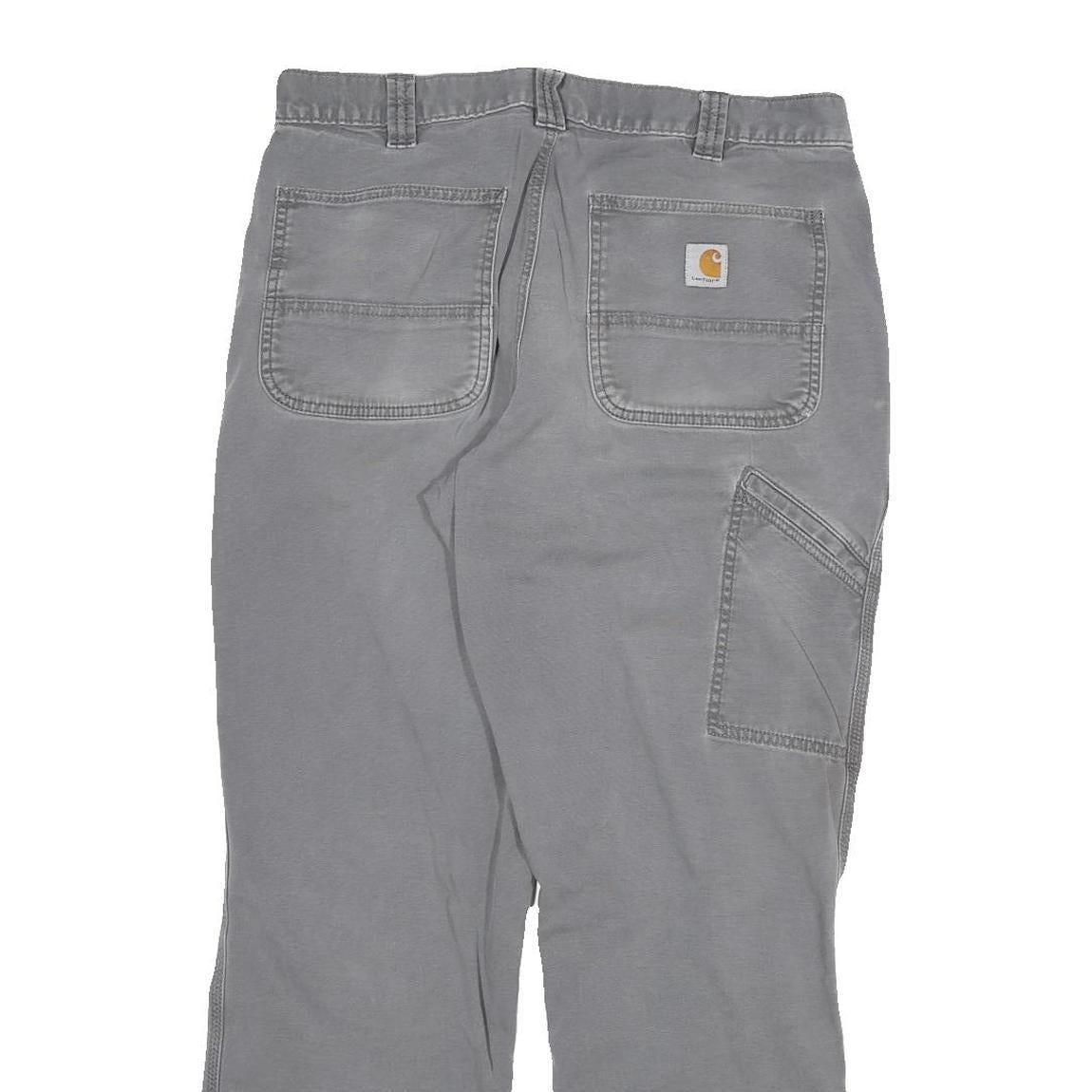 CARHARTT Mens Cotton Blend Grey Relaxed Straight Trousers W32 L28 Workwear Zip