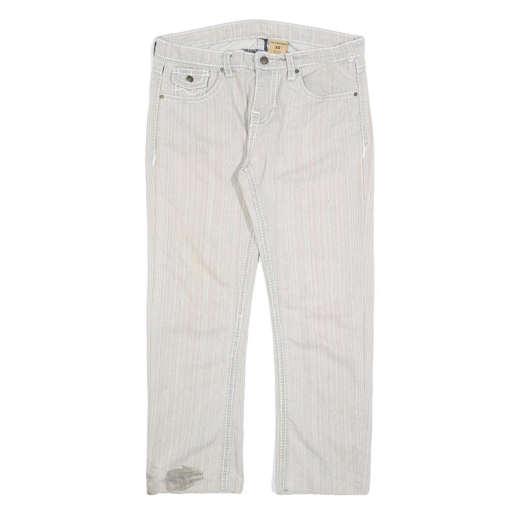 TRUE RELIGION Womens Woven Cotton Blend White Regular Fit Straight Leg Trousers