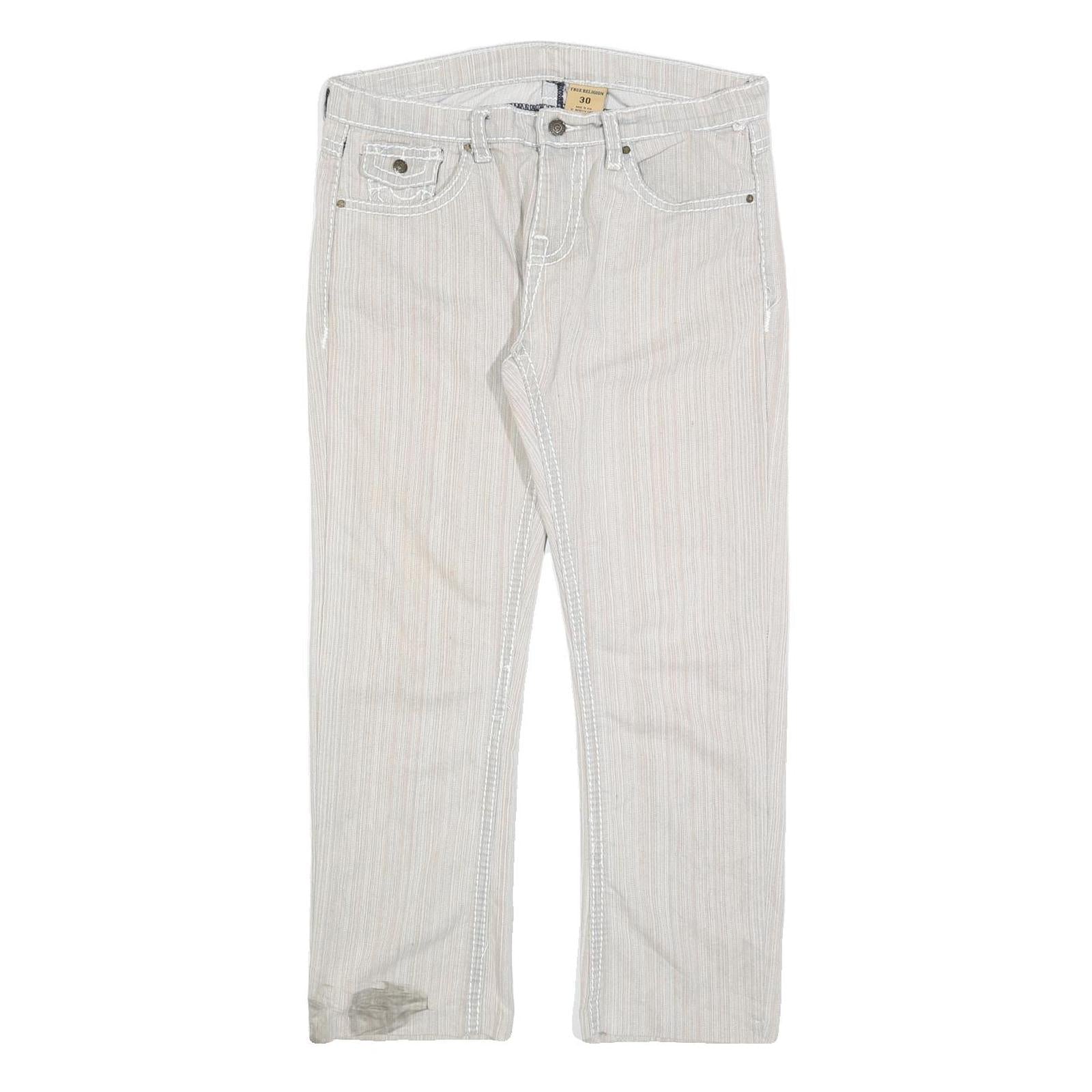 TRUE RELIGION Womens Woven Cotton Blend White Regular Fit Straight Leg Trousers