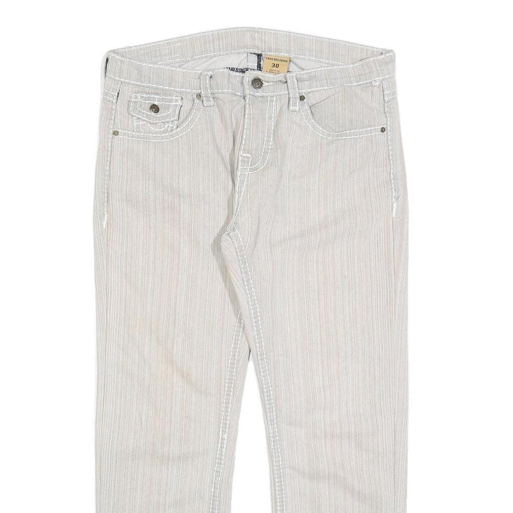 TRUE RELIGION Womens Woven Cotton Blend White Regular Fit Straight Leg Trousers