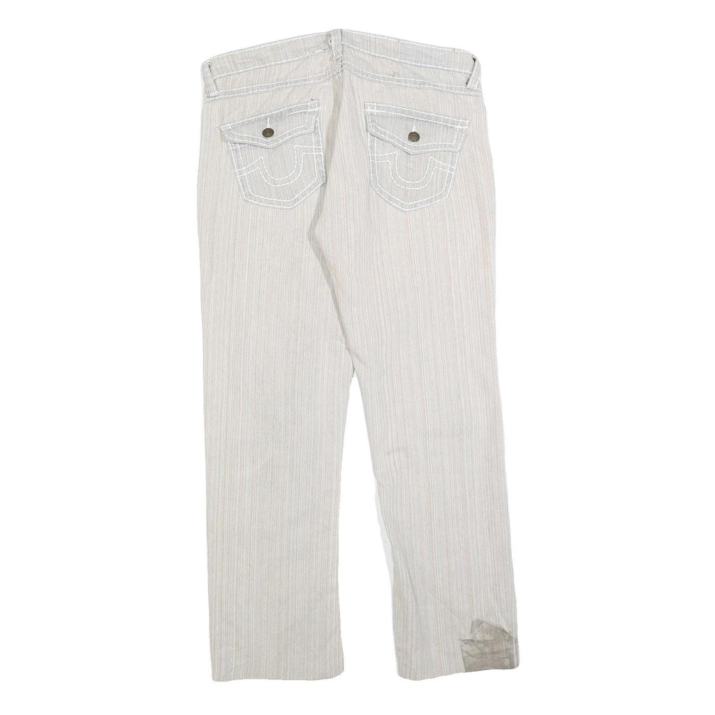 TRUE RELIGION Womens Woven Cotton Blend White Regular Fit Straight Leg Trousers