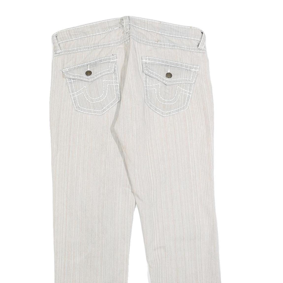TRUE RELIGION Womens Woven Cotton Blend White Regular Fit Straight Leg Trousers
