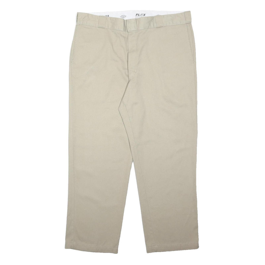 DICKIES Mens Relaxed Beige Polyester Blend Zip Trousers W40 L30 Casual Workwear