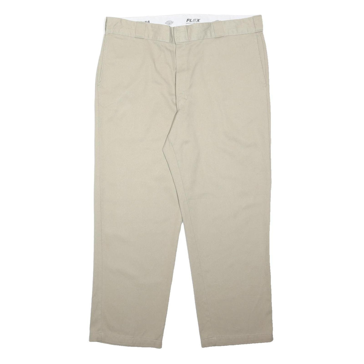 DICKIES Mens Relaxed Beige Polyester Blend Zip Trousers W40 L30 Casual Workwear