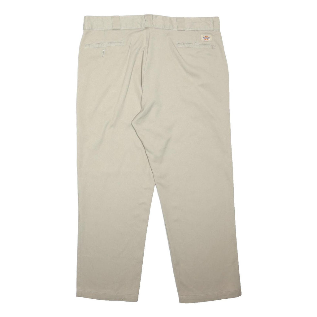 DICKIES Mens Relaxed Beige Polyester Blend Zip Trousers W40 L30 Casual Workwear