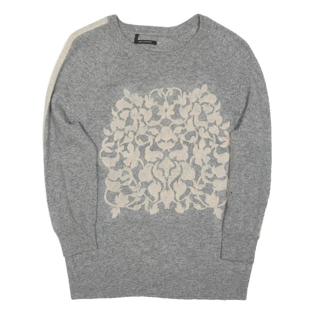 J.CREW Womens Grey & Cream Floral Patterned Crew Neck Basic Knit Pullover S