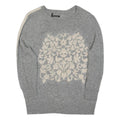 J.CREW Womens Grey & Cream Floral Patterned Crew Neck Basic Knit Pullover S