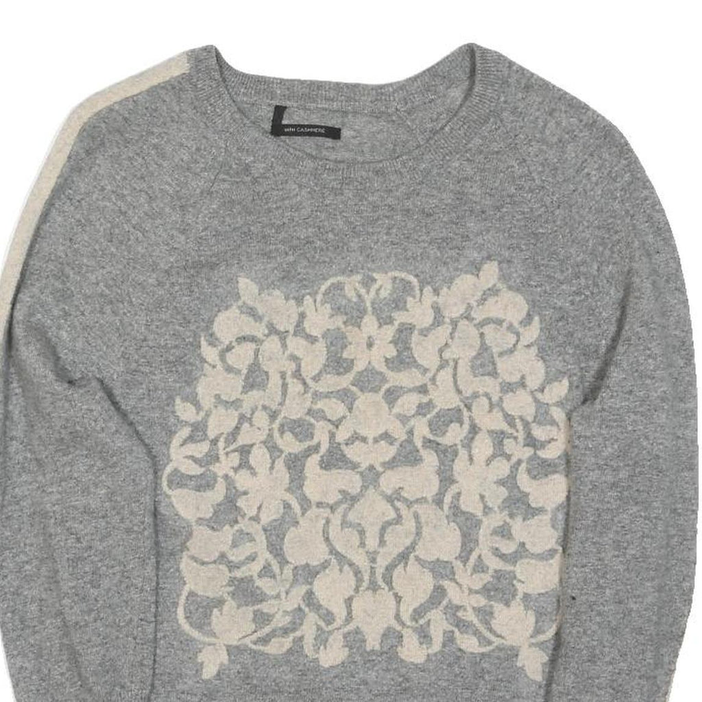 J.CREW Womens Grey & Cream Floral Patterned Crew Neck Basic Knit Pullover S