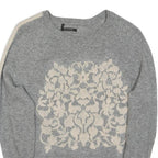 J.CREW Womens Grey & Cream Floral Patterned Crew Neck Basic Knit Pullover S