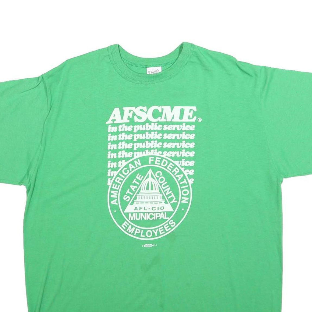 PLAINS Mens Green XL Graphic T-Shirt Short Sleeve Crew Neck Cotton Blend