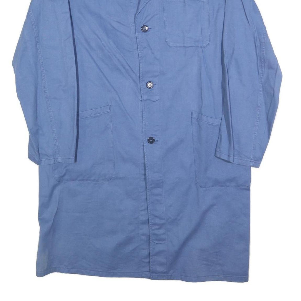 Mens Blue Cotton Classic Button Closure Jacket L Plain Long Sleeve Workwear