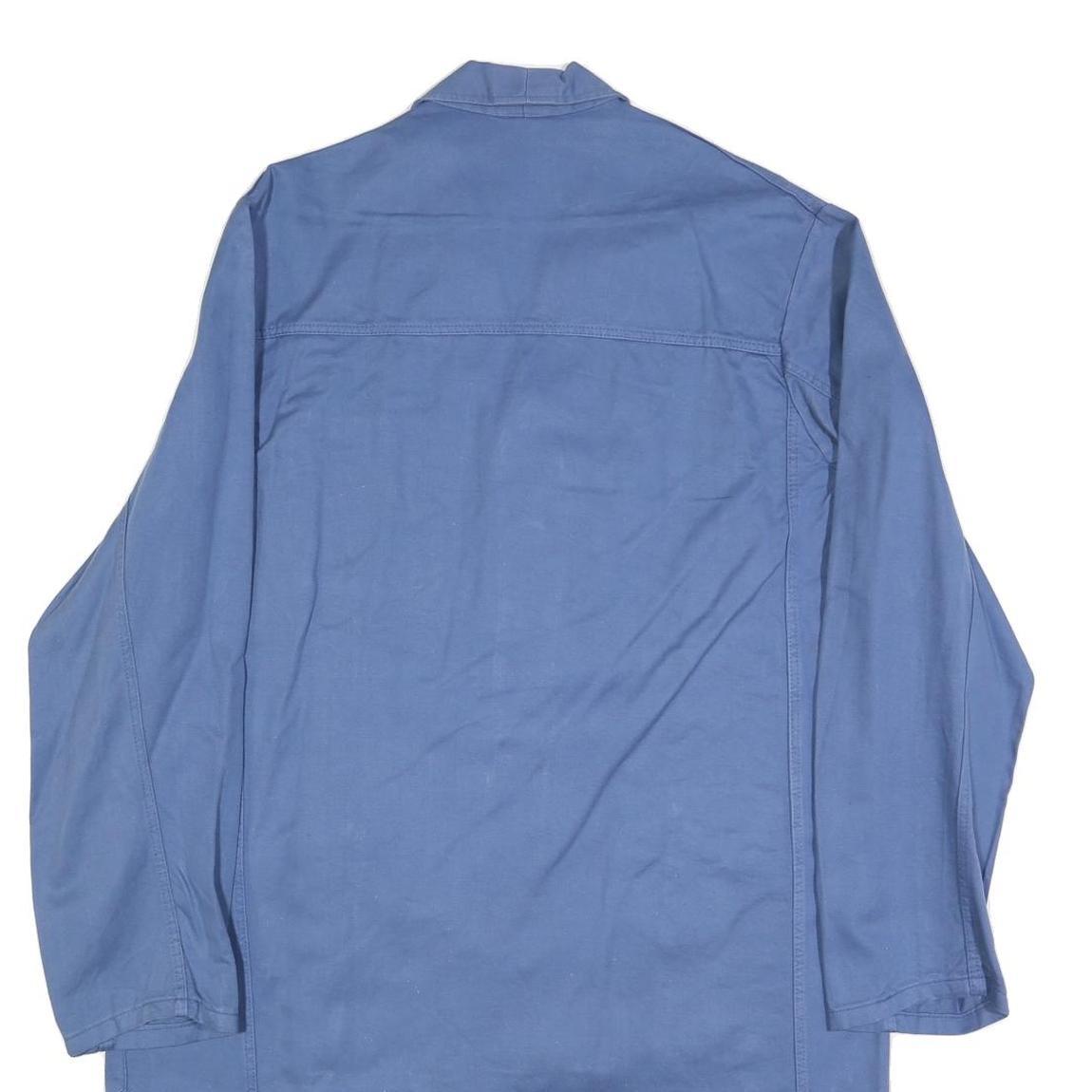 Mens Blue Cotton Classic Button Closure Jacket L Plain Long Sleeve Workwear