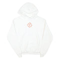 CHAMPION Mens White Pullover Hoodie M Cotton Blend Logo Print