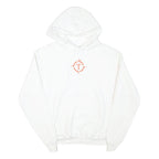 CHAMPION Mens White Pullover Hoodie M Cotton Blend Logo Print
