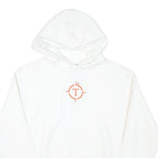 CHAMPION Mens White Pullover Hoodie M Cotton Blend Logo Print