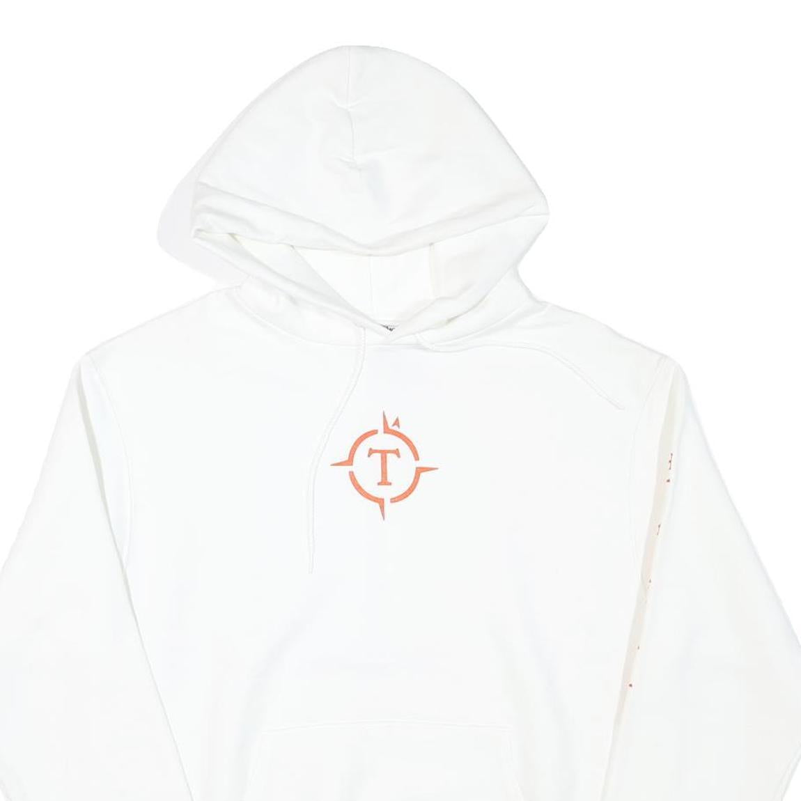 CHAMPION Mens White Pullover Hoodie M Cotton Blend Logo Print