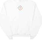 CHAMPION Mens White Pullover Hoodie M Cotton Blend Logo Print