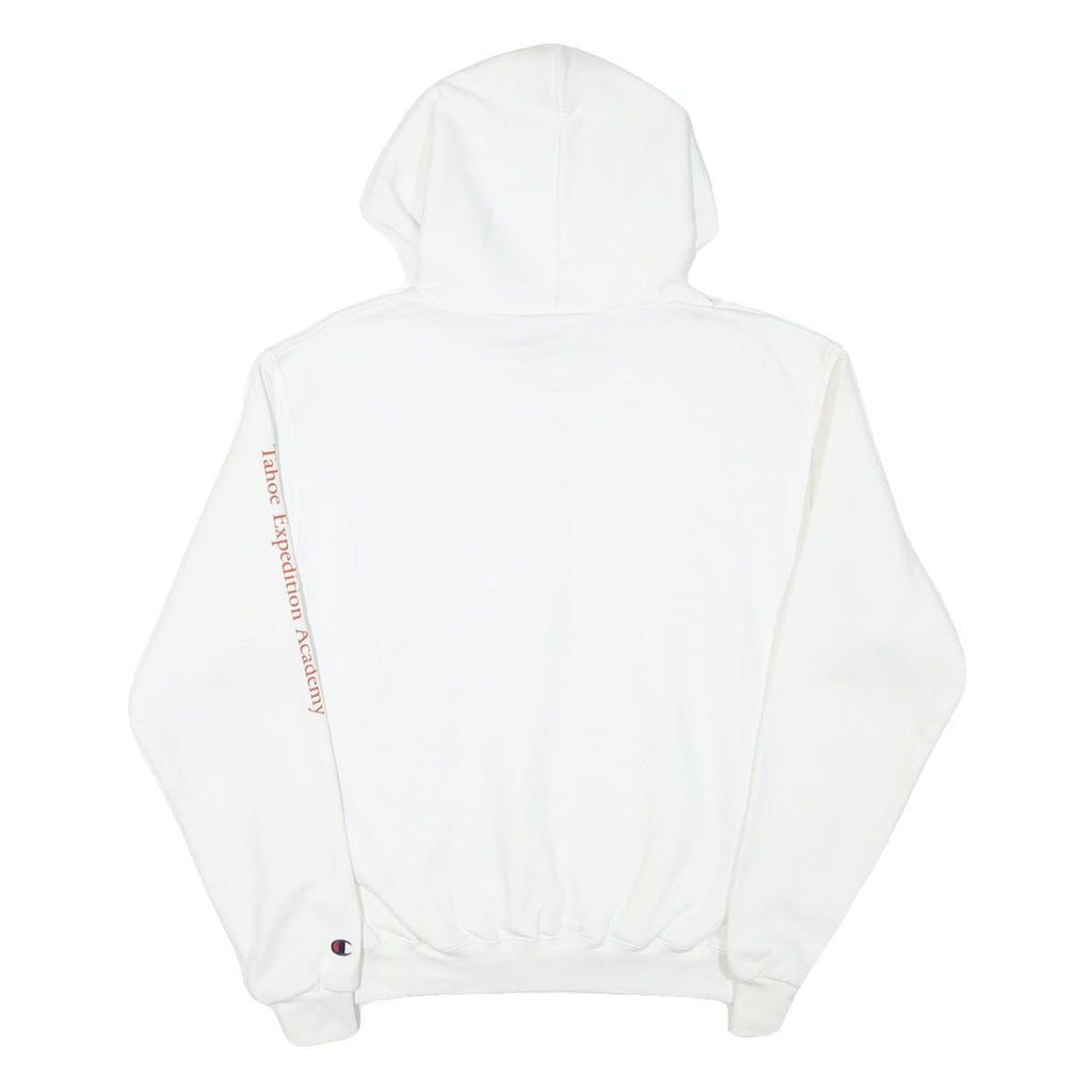 CHAMPION Mens White Pullover Hoodie M Cotton Blend Logo Print