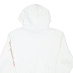 CHAMPION Mens White Pullover Hoodie M Cotton Blend Logo Print