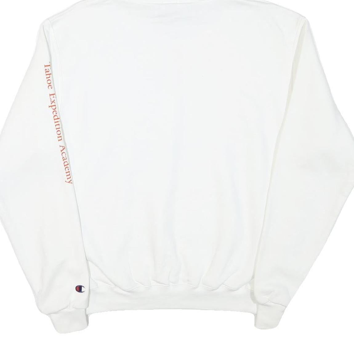 CHAMPION Mens White Pullover Hoodie M Cotton Blend Logo Print