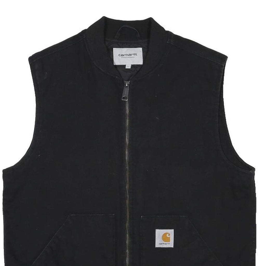 CARHARTT WIP Classic Vest Mens Black Cotton Blend Zip Jacket L Plain Workwear